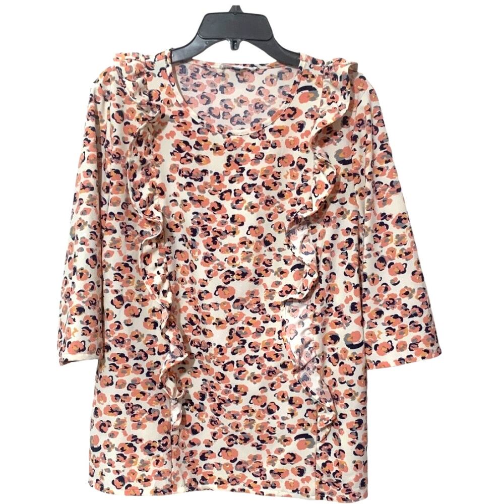 Michelle‎ Mcdowell XL Leopard Ruffle detail top blouse EUC
